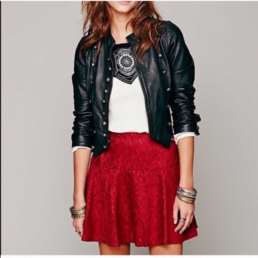 Burgundy Free People mini skirt